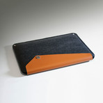 Slanted MacBook Pro Sleeve // Brown Leather w/ Charcoal Wool (17" MacBook Pro)