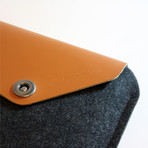 Slanted MacBook Pro Sleeve // Brown Leather w/ Charcoal Wool (17" MacBook Pro)