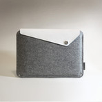 Slanted MacBook Pro Sleeve // White Leather w/ Grey Wool (15" MacBook Pro)