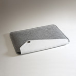Slanted MacBook Pro Sleeve // White Leather w/ Grey Wool (15" MacBook Pro)