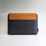 Straight MacBook Pro Sleeve // Brown Leather w/ Charcoal Wool (17" MacBook Pro)