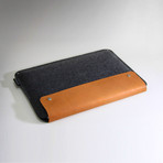 Straight MacBook Pro Sleeve // Brown Leather w/ Charcoal Wool (17" MacBook Pro)