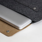 Straight MacBook Pro Sleeve // Brown Leather w/ Charcoal Wool (17" MacBook Pro)