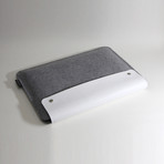 Straight MacBook Pro Sleeve // White Leather w/ Grey Wool (15" MacBook Pro)