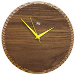 Edge Clock Walnut Yellow