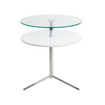 Double Top Glass Table (White)
