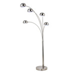 Floor Lamp 5 Arm Bow Chrome with Dimmer