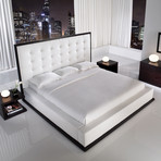 Ludlow Bed in Wenge / White Leather (Queen)