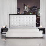 Ludlow Bed in Wenge / White Leather (Queen)