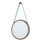 Loop Mirror Turquoise Walnut  (10.2" Diameter)