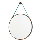 Loop Mirror Turquoise Walnut  (10.2" Diameter)