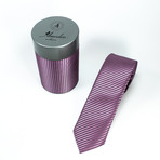 Narrow Tie Striped Pink 