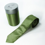 Narrow Tie Striped Green 