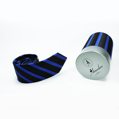 Narrow Tie Striped Black/Blue