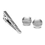 A Tie Clip & Cuff Link Set Stainless Steel