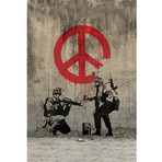 Soldiers Painting Peace // Banksy (26"W x 18"H x 0.75"D)