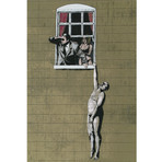 Naked Man Hanging from Window (18"L x 26"H)