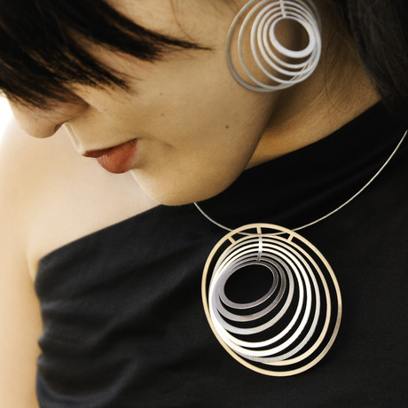 Concentric Earrings Silver (1" Diameter )