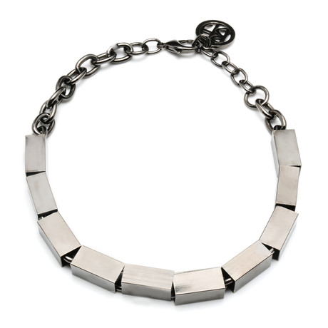 Silver Metal Cube Slider Necklace