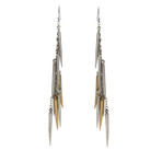 Long Silver & Gold Spike Earrings