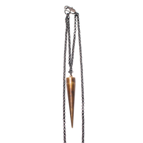 Double Brass Spike Necklace