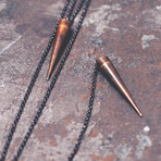 Double Brass Spike Necklace