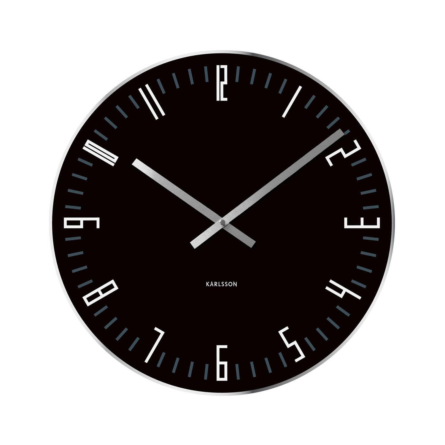 Wall Clock Slim Index Black Glass Mirror Edge Karlsson by Present