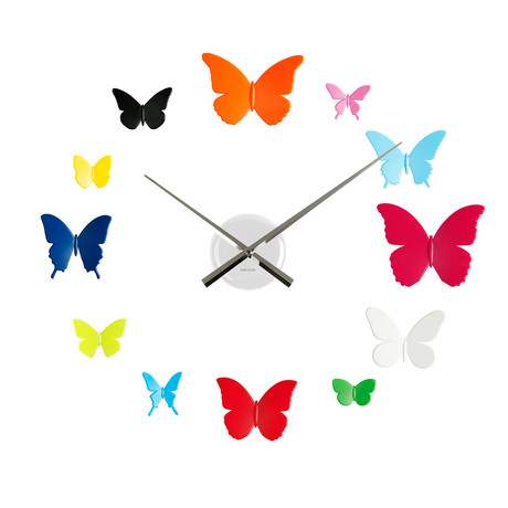 Wall Clock DIY Butterflies Plastic - Multi-Color