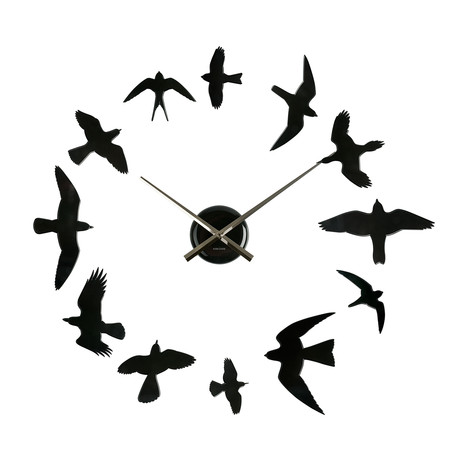 Wall Clock DIY Birds // Matte Black