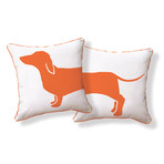 Happy Hot Dog Pillow Orange & White