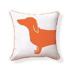 Happy Hot Dog Pillow Orange & White