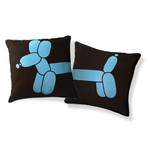 Little Balloon Dog Pillow Blue & Brown