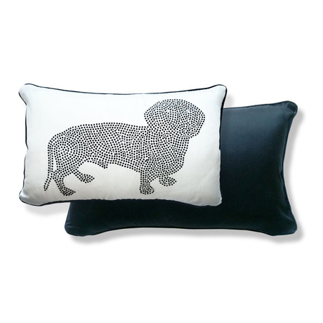 Glamorous Dachshund Pillow with Rhinestones