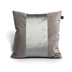Silver Velvet Cushion with a Lyric Chrome Silk Band