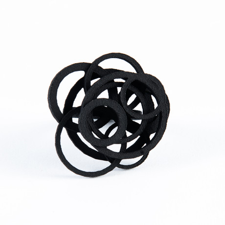 Circle Ring Black — 3D Printed Black  (Size 7)