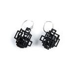 Open Square Dangle Earrings Black