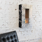 Vintage Flocked Velvet Aged Mirror Wall Firespace Vertical (Flocked Grey)