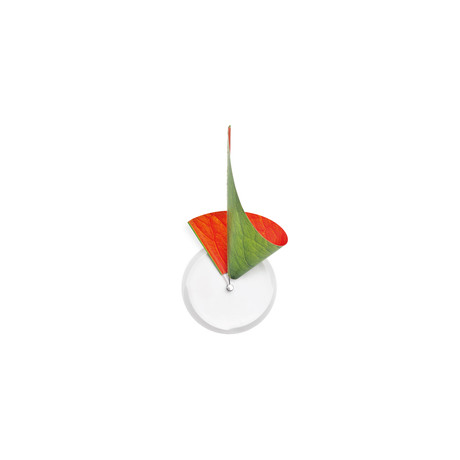 Manifold Clock // Green + Orange Leaf 14''
