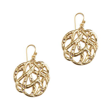 Gold Confetti Lace Amethyst Earrings