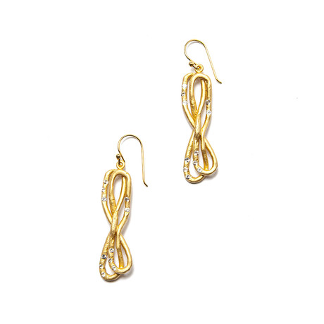 Gold Confetti Lace Topaz Mini Earrings