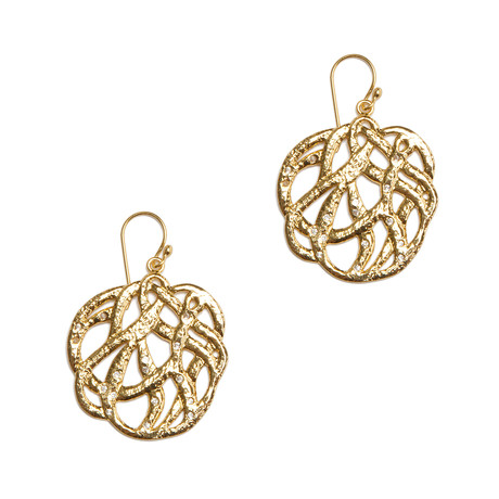 Gold Confetti Lace Topaz Earrings