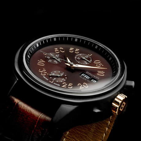 Black Gold Automatic Chronograph // Men's Chocolate Brown