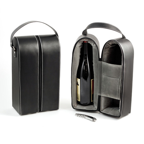 Wine Caddy For Two Bottles w/ Bar Tool