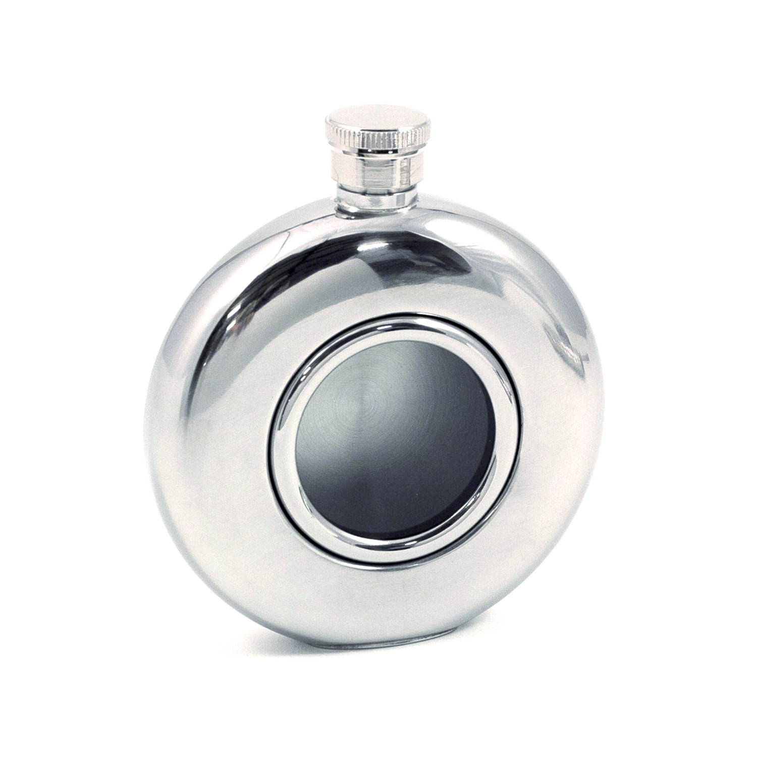 Chrome Plated Flask w/ Glass Center - Bey-Berk International - Touch of ...