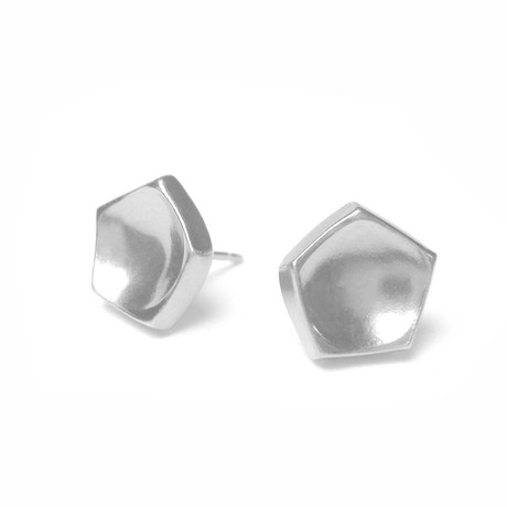 Polygon Cushion Earring // Matte Silver