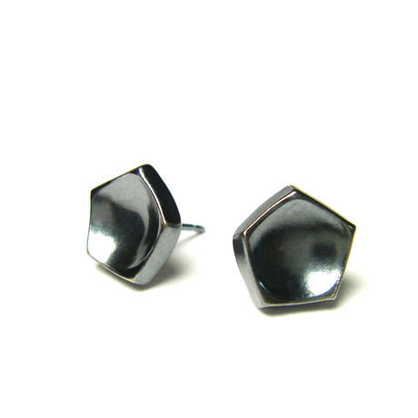 Polygon Cushion Earring // Oxidized Silver