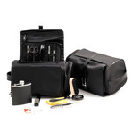 Gentlemen's Travel Tote // 14 Piece Set (Black Leather)