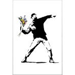 Rage, Flower Thrower // Banksy (26"H x 18"W x 0.75"D)