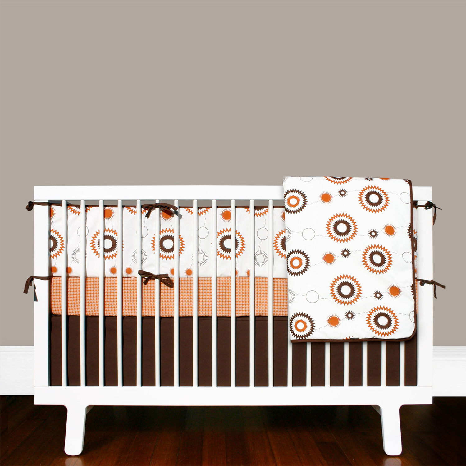 Billie 4 Piece Crib Bedding Set Orange White Olli Lime