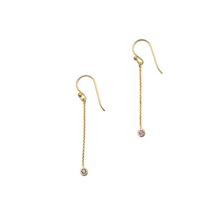 Gold Mix and Match Amethyst Earrings (Small 1.35")